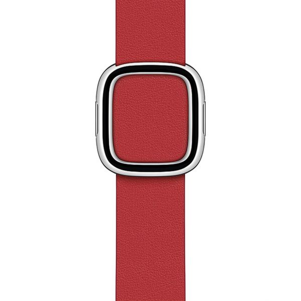 Apple Leather Band Modern Buckle Apple Watch Series 1 t/m 9 / SE (38/40/41 mm) | Series 10 / 11 (42 mm) - Maat M - Scarlet Red