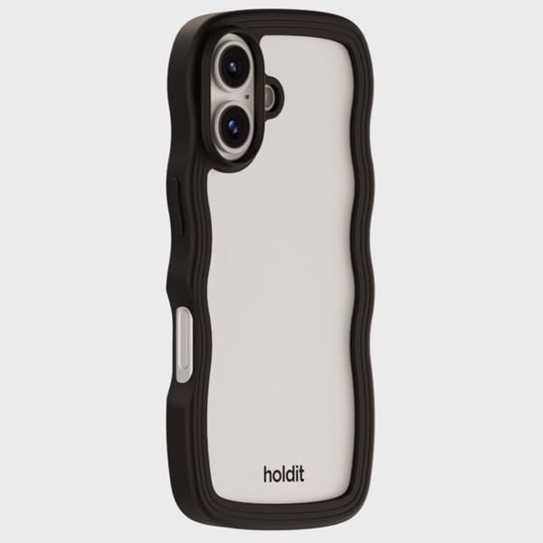 Holdit Wavy Case iPhone 16 - Black / Transparent