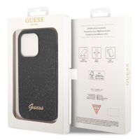 Guess Glitter Flakes Backcover iPhone 14 Pro Max - Zwart