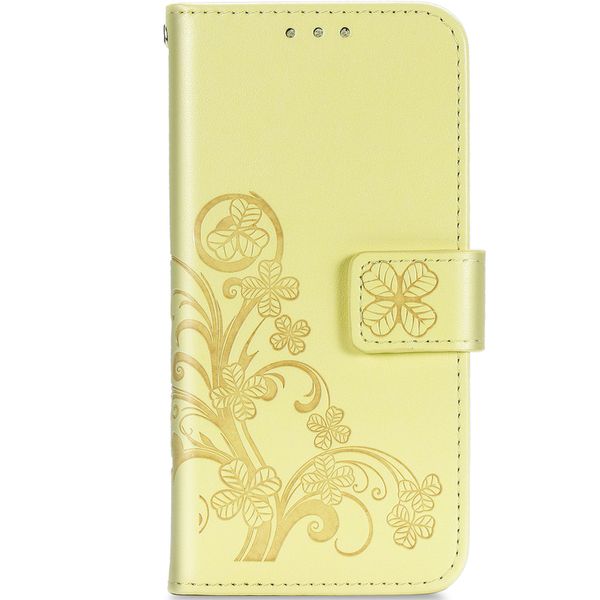 Klavertje Bloemen Bookcase iPhone SE (2022 / 2020) / 8 / 7 - Geel