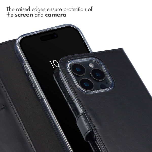 Selencia Genuine Leather Book Case Apple iPhone 16 Pro - Black