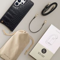 Selencia Nova Croco Phone Case with Cord and Card Holder Samsung Galaxy S26 Ultra - Black