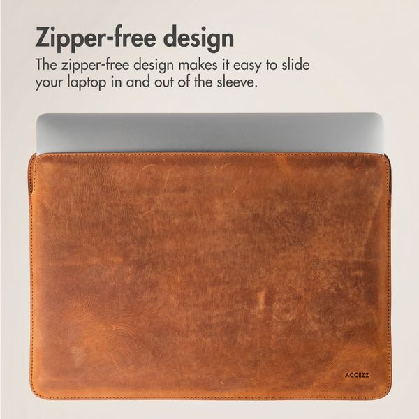 Accezz Leather laptop sleeve 13 inch - Cognac