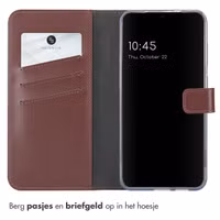 Selencia Echt Leren Bookcase Samsung Galaxy S25 - Donkerbruin