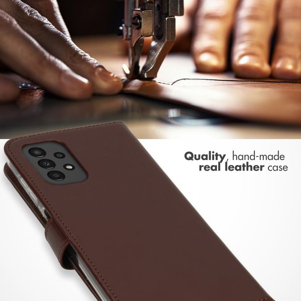 Selencia Echt Leren Bookcase Samsung Galaxy A13 (4G) - Bruin