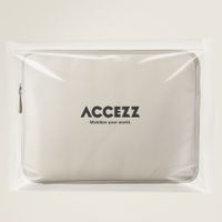 Accezz Leather Laptop hoes met rits 13-14 inch - Laptopsleeve - Beige