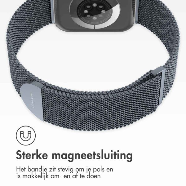 imoshion Milanees magnetisch bandje Apple Watch Series 1 - 9 / SE (38/40/41 mm) | Series 10 / 11 (42 mm) - Maat M - Donkergrijs