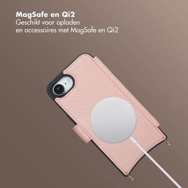 Selencia Riva Bookcase met MagSafe en Koord Apple iPhone 16e - Old Pink