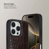 Selencia Nova Croco Phone Case with Cord and Card Holder Apple iPhone 16 Pro - Choco Brown