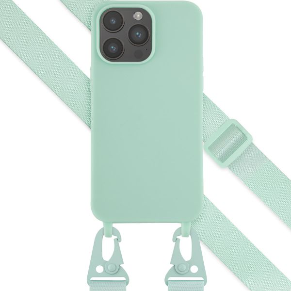 Selencia Siliconen hoesje met afneembaar koord iPhone 14 Pro Max - Turquoise