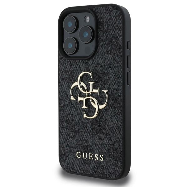 Guess 4G Metal Logo Backcover Apple iPhone 16 Pro - Zwart