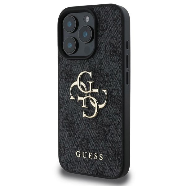 Guess 4G Metal Logo Backcover iPhone 16 Pro - Zwart