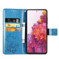 Klavertje Bloemen Bookcase Samsung Galaxy S20 FE - Turquoise
