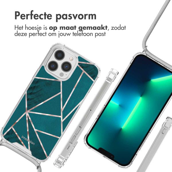 imoshion Design hoesje met koord Apple iPhone 13 Pro - Petrol Green Graphic