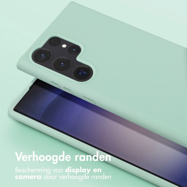 Selencia Siliconen hoesje met afneembaar koord Samsung Galaxy S23 Ultra - Turquoise