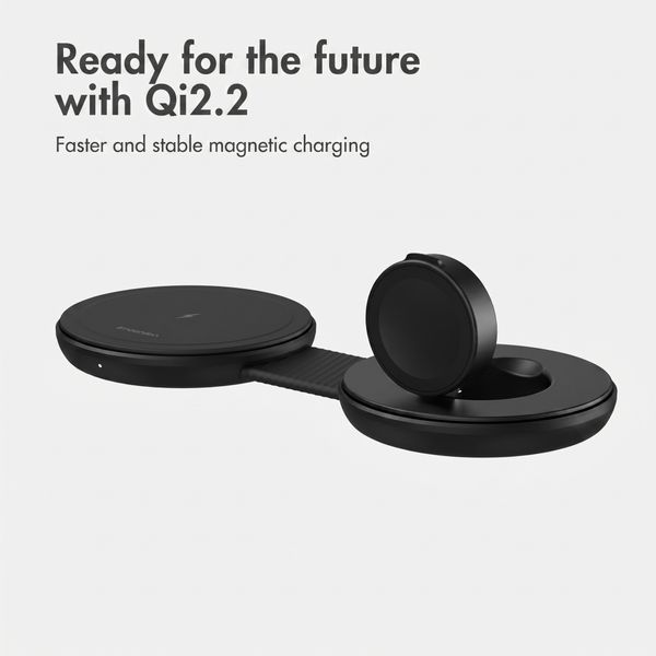 imoshion 2-in-1 Wireless Travel Charger 25W - Smartphone / Earbuds / Samsung Watch - Qi2.2 - Black