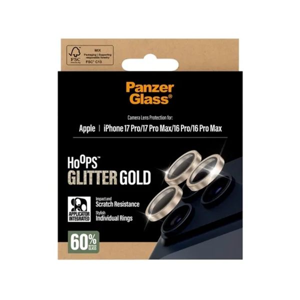 PanzerGlass Camera Protector Hoops Optic Rings voor de Apple iPhone 17 Pro / 17 Pro Max - Glitter Goud