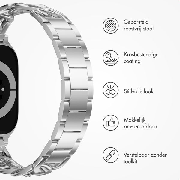 Selencia Chain bandje Apple Watch Series 1 - 9 / SE (38/40/41 mm) | Series 10 / 11 (42 mm) - Zilver