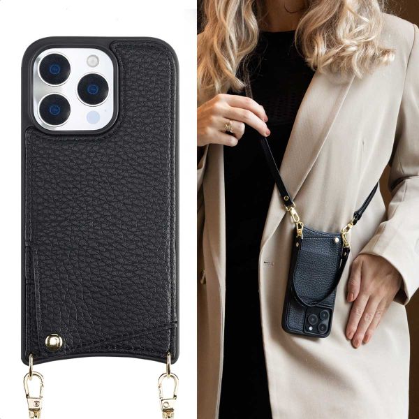 Selencia Nova Phone Case with Cord and Card Holder Apple iPhone 16 Pro - Black