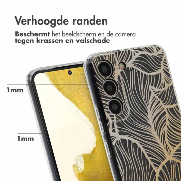 imoshion Design hoesje Samsung Galaxy S22 - Golden Leaves Transparant