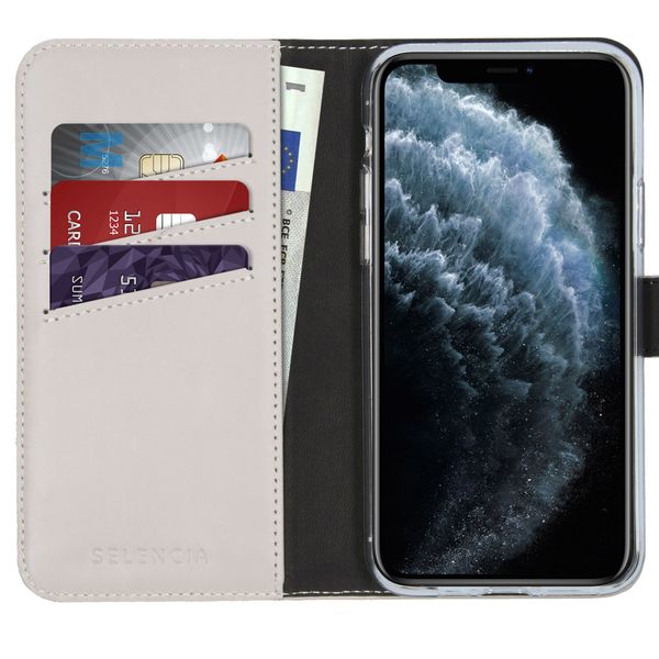 Selencia Echt Lederen Bookcase iPhone 11 Pro - Greige