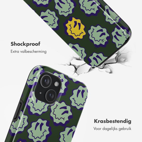 Selencia Vivid Backcover met MagSafe Apple iPhone 15 - Wavy Smiley Green