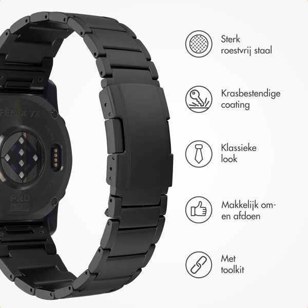 Accezz Mat Titanium bandje  - Garmin 26 mm aansluiting - Zwart