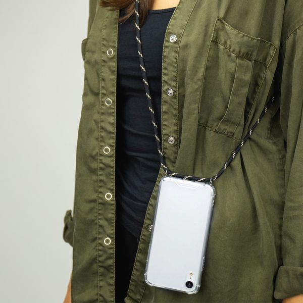 imoshion Transparante Backcover met koord Samsung Galaxy A12 - Zwart & Goud