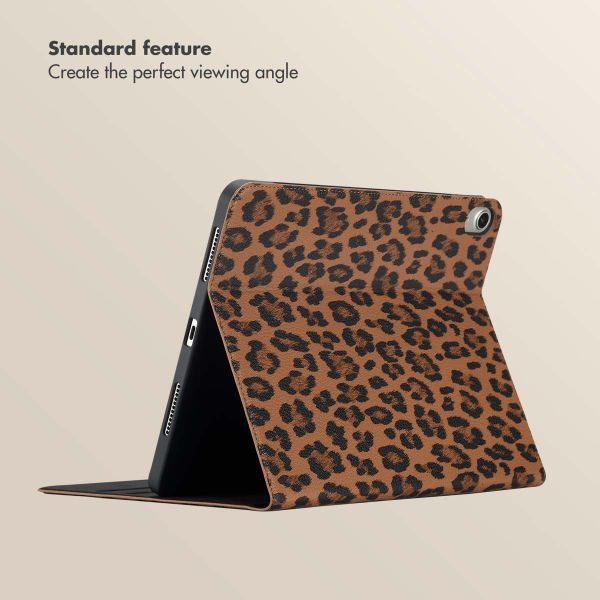 Selencia Sabi Bookcase with Leopard Print Apple iPad Air 11 inch (2026) M4 / (2025) M3 / (2024) M2 / Air 5 (2022) / Air 4 (2020) - Mocha Brown