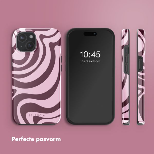 Selencia Vivid Backcover met MagSafe Apple iPhone 15 - Wavy Swirl Pink Plum