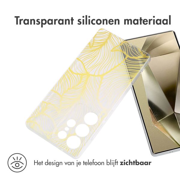 imoshion Design hoesje Samsung Galaxy S25 Ultra - Golden Leaves Transparant