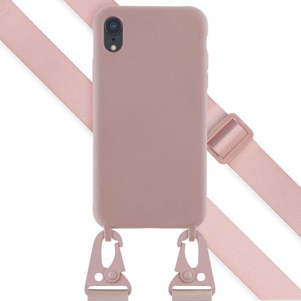 Selencia Siliconen hoesje met afneembaar koord iPhone Xr - Sand Pink