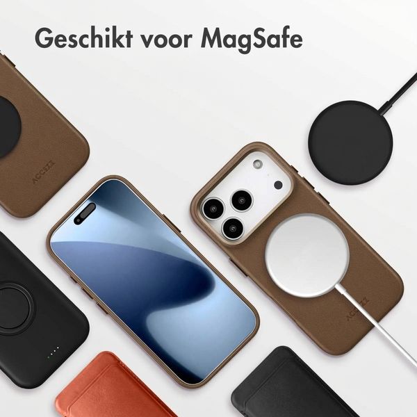 Accezz MagSafe Leather Backcover Apple iPhone 17 Pro - Coffee Brown