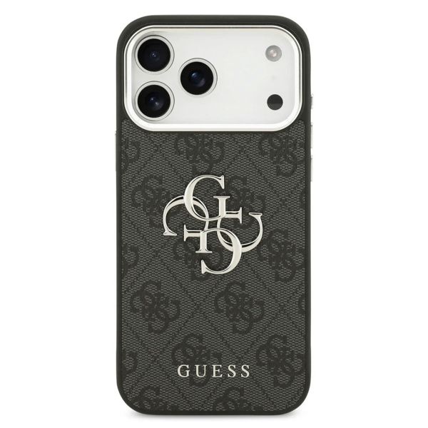 Guess 4G Metal Logo Backcover Apple iPhone 17 Pro - Silver Edge - Black