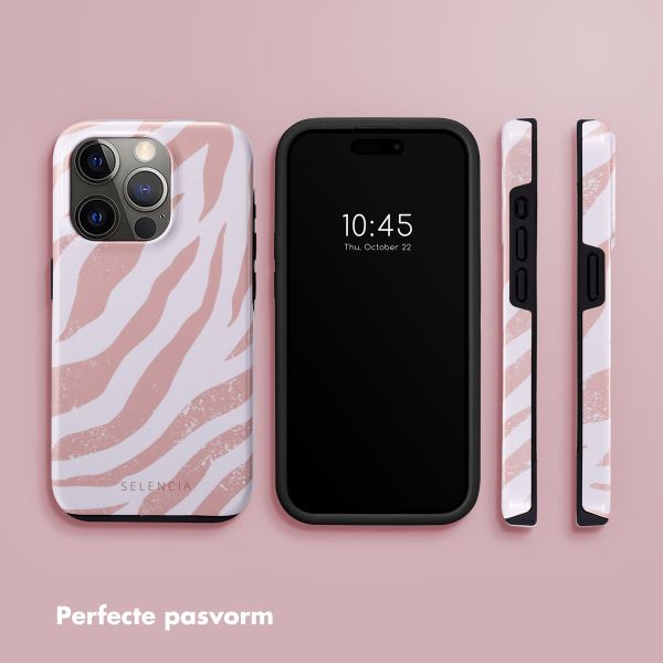 Selencia Vivid Tough Backcover iPhone 15 Pro - Colorful Zebra Old Pink