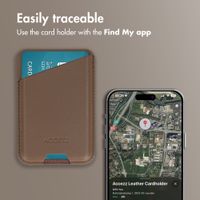 Accezz Magnetic Leather Card Holder - Compatible with Apple Find My - Coffee Brown