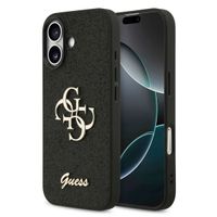 Guess 4G Metal Logo Glitter Backcover Apple iPhone 17 - Zwart