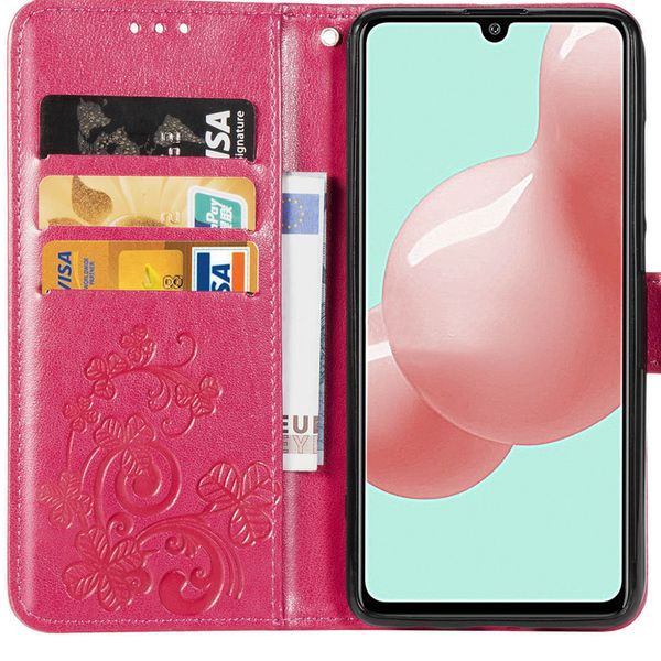 Klavertje Bloemen Bookcase Samsung Galaxy A41 - Fuchsia