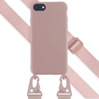 Selencia Siliconen hoesje met afneembaar koord iPhone SE (2022 / 2020) / 8 / 7 - Sand Pink