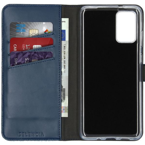 Selencia Echt Lederen Bookcase Samsung Galaxy S20 Plus - Blauw