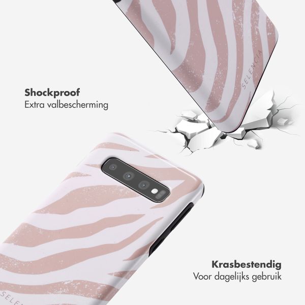 Selencia Vivid Tough Backcover Samsung Galaxy S10 - Colorful Zebra Old Pink