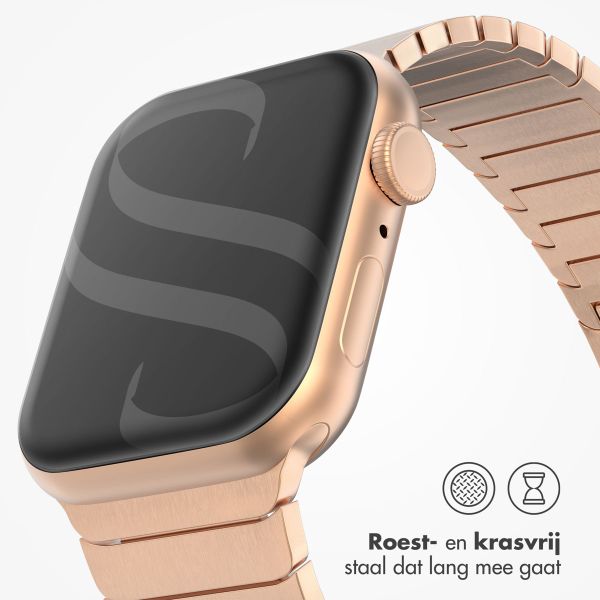 Selencia Stalen schakelband Apple Watch Series 1 t/m 9 / SE (38/40/41 mm) | Series 10 / 11 (42 mm) - Rosé Goud