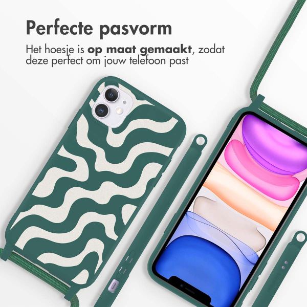 imoshion Siliconen design hoesje met koord Apple iPhone 11 - Petrol Green Groovy