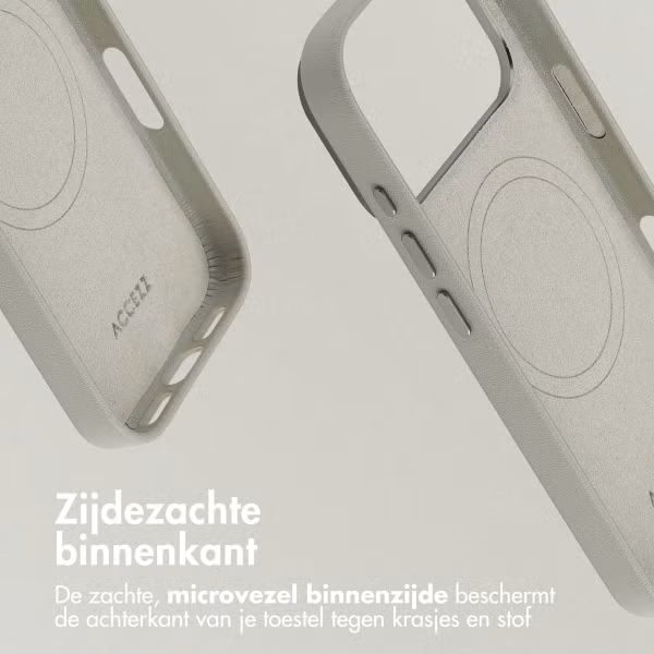 Accezz MagSafe Leather Backcover Apple iPhone 18 Pro / 17 Pro - Light Grey