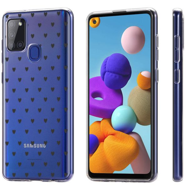 imoshion Design hoesje Samsung Galaxy A21s - Hartjes - Zwart