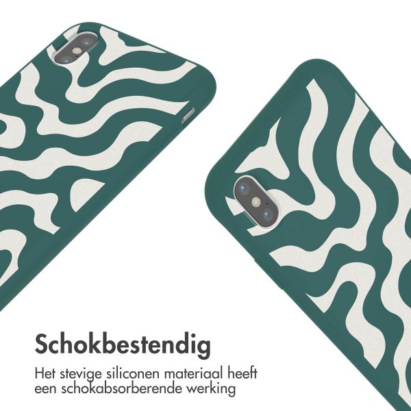 imoshion Siliconen design hoesje met koord iPhone X / Xs - Petrol Green Groovy