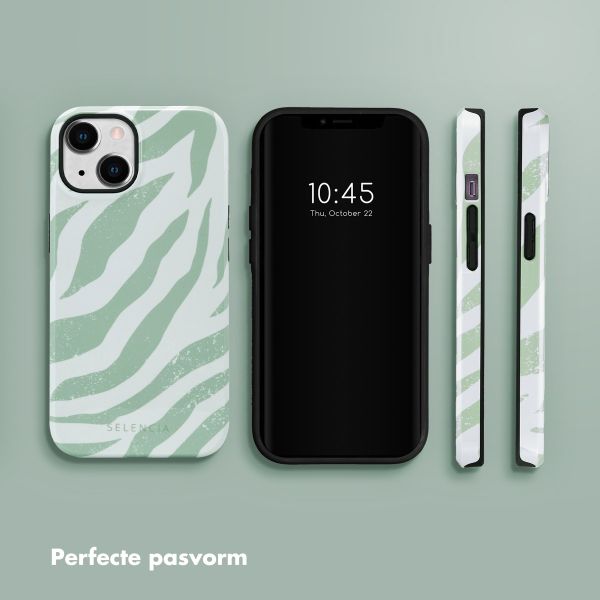 Selencia Vivid Tough Backcover iPhone 14 - Colorful Zebra Sage Green