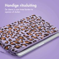 imoshion Fluffy Laptop hoes 13-14 inch - Laptopsleeve - Leopard Lilac