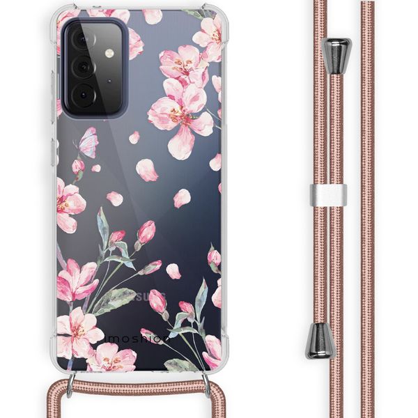 imoshion Design hoesje met koord voor Samsung Galaxy A72 - Bloem - Roze