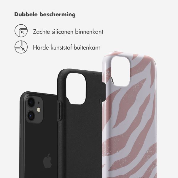 Selencia Vivid Tough Backcover iPhone 11 - Colorful Zebra Old Pink